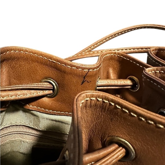 Vintage Liz Claiborne Leather Woven Bucket Bag Satchel  Shoulder Y2k Cinch - Picture 6 of 13